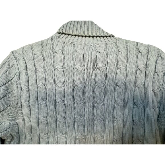 Chaps Classics Womens Cable Knit Turtleneck Sweater M Pale Pastel Blue - Picture 11 of 12